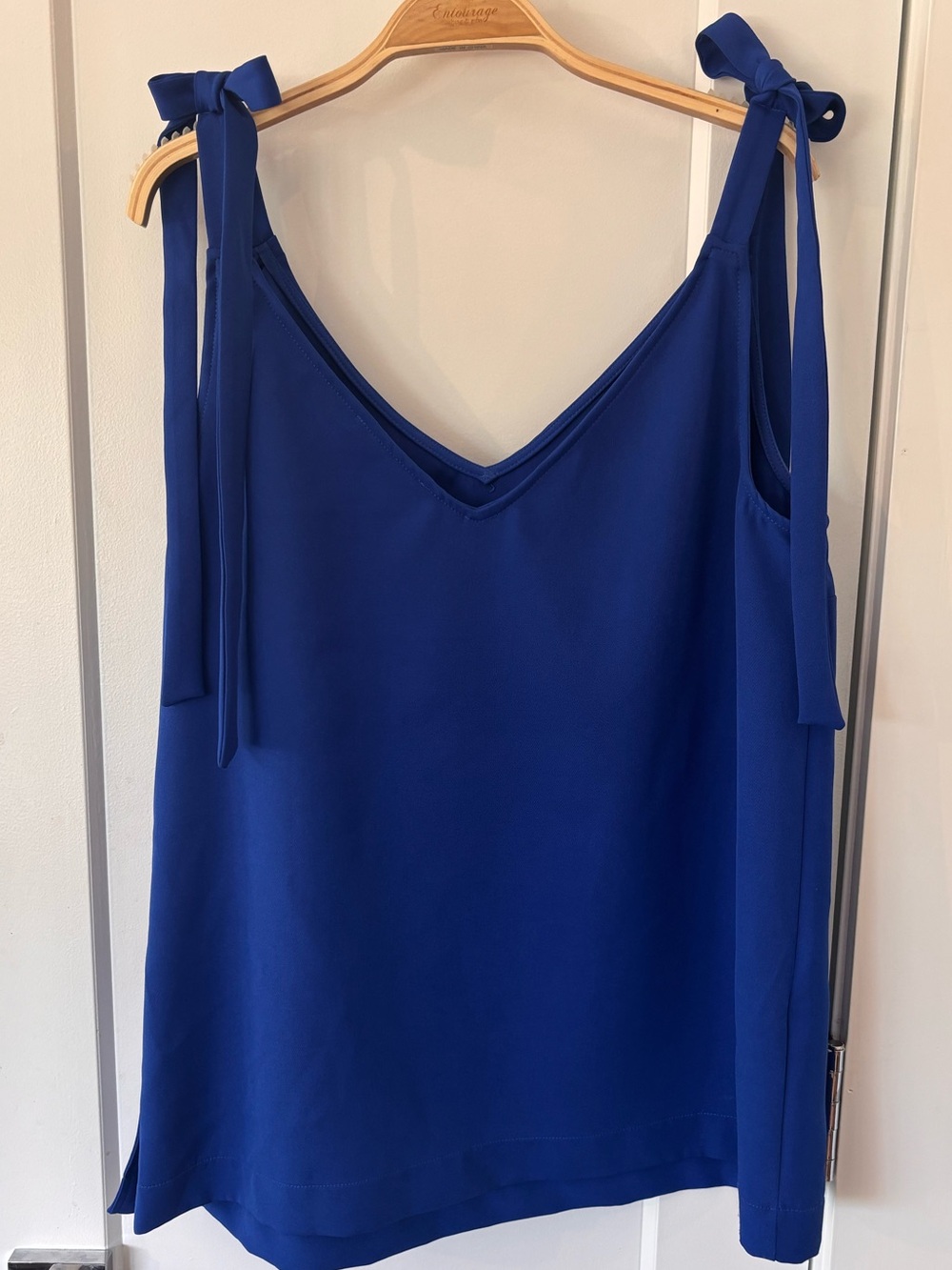 Vilagallo Gina Tie-Shoulder V-Neck Top in Cobalt Blue